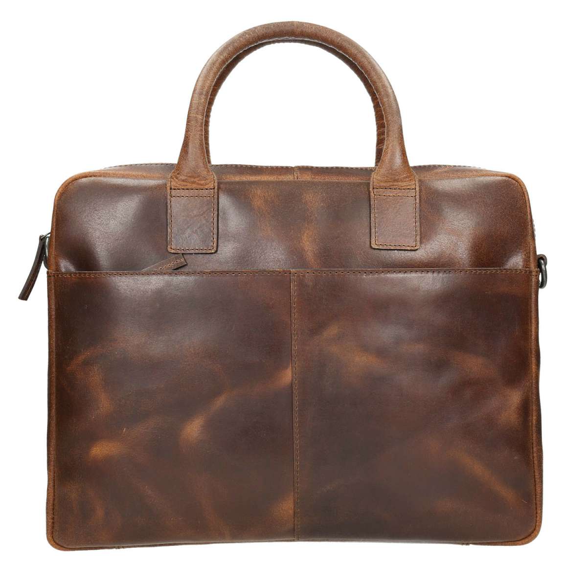 Distressed Brown Laptop Briefcase with Twin Front Pockets